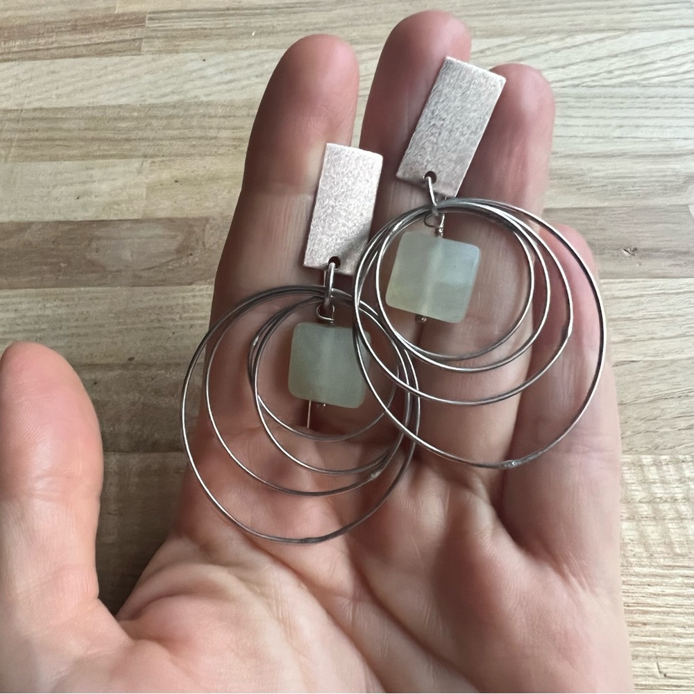 Artisan Silver Concentric Circle Dangle Earrings … - image 8